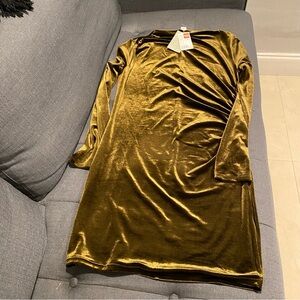 Green velvet midi dress